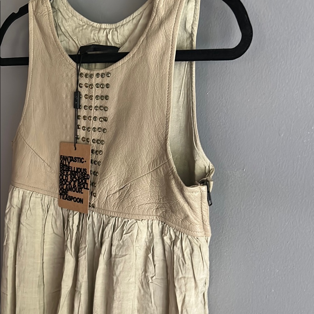 One Teaspoon Cream Studded Leather Top Dress - Picture 3 of 4